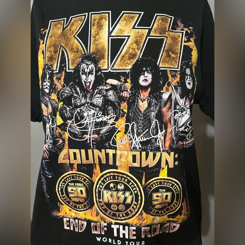 Kiss Gildan Black Graphic Countdown Tour Tee with Yellow Gold Print - Picture 6 of 9